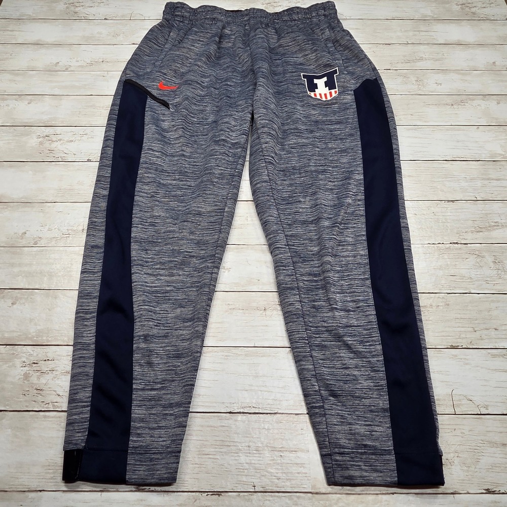 Nike Illinois Fighting Illini Dri-FIT Joggers Men XL Navy Grey Space Dye